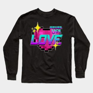 Cute Gamer Love Power UP! Pixel Style Long Sleeve T-Shirt